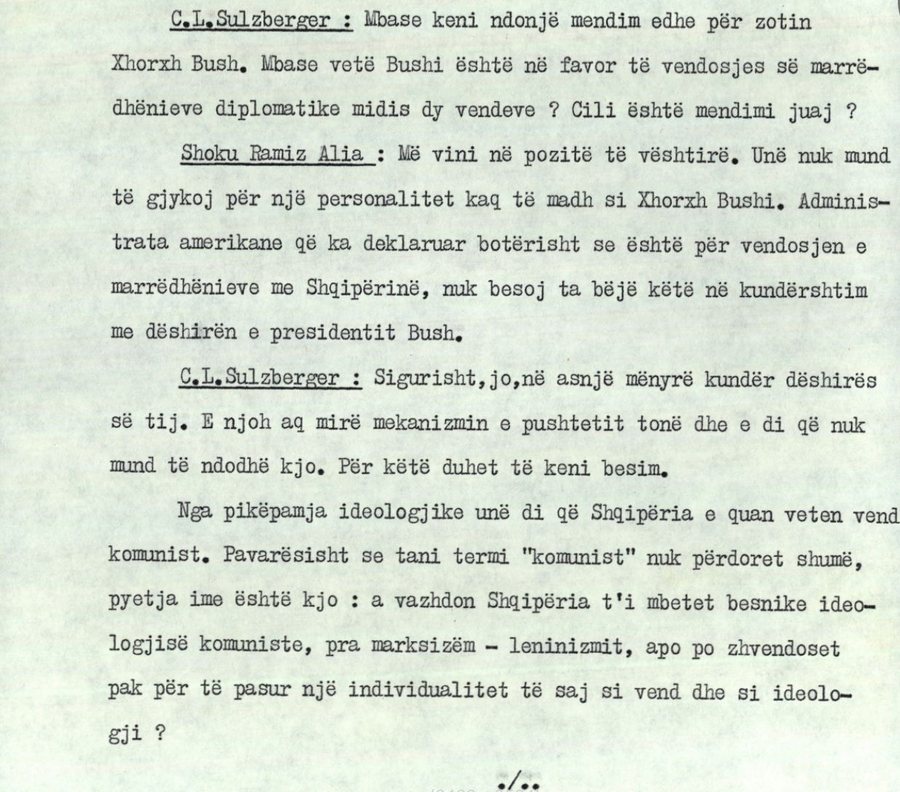 Shanset e humbura t&euml; Ramiz Alis&euml; m&euml; 1990, n&euml; pen&euml;n e