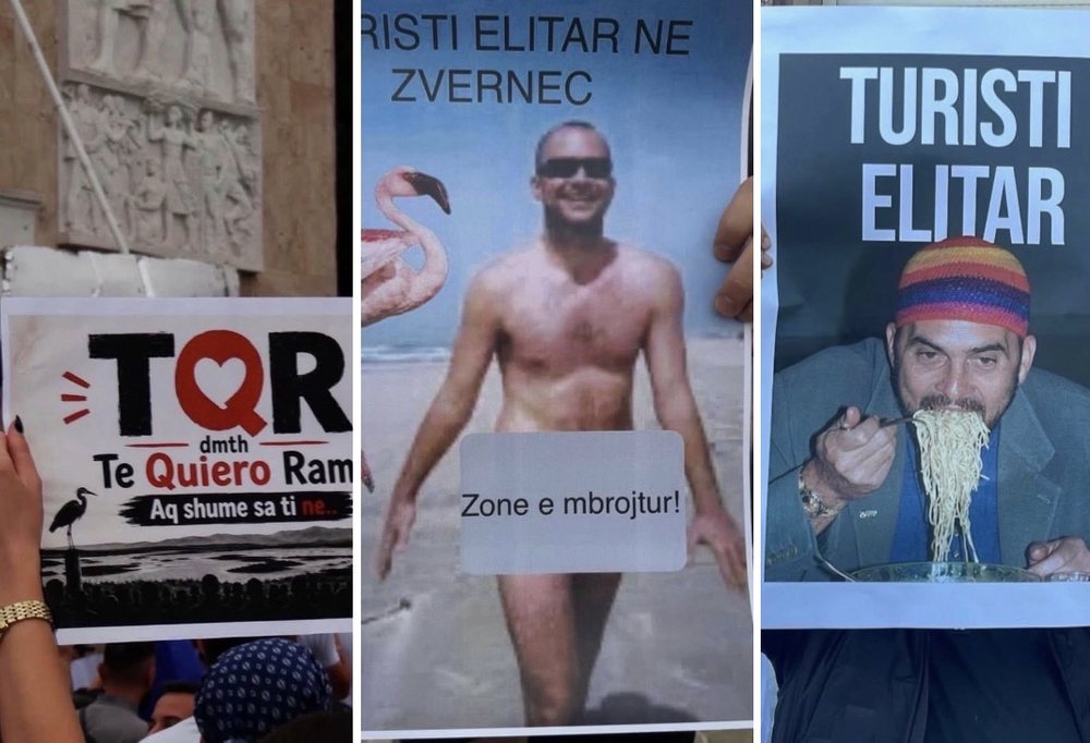 Rama reagon p&euml;r pankartat e protest&euml;s s&euml; Zv&euml;rnecit: M&euml;