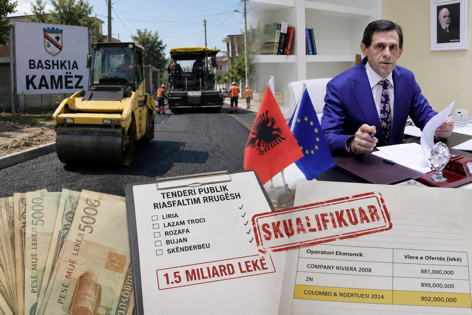 Rakip Suli 'gives up' on asphalting roads in Kam&euml;z before local