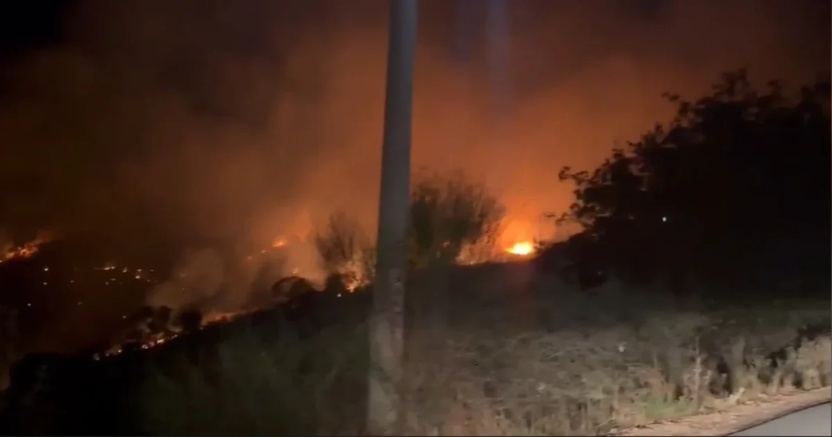 Zjarr masiv në hyrje të Ksamilit  flakët mbërrijnë deri pranë një resorti  Video 