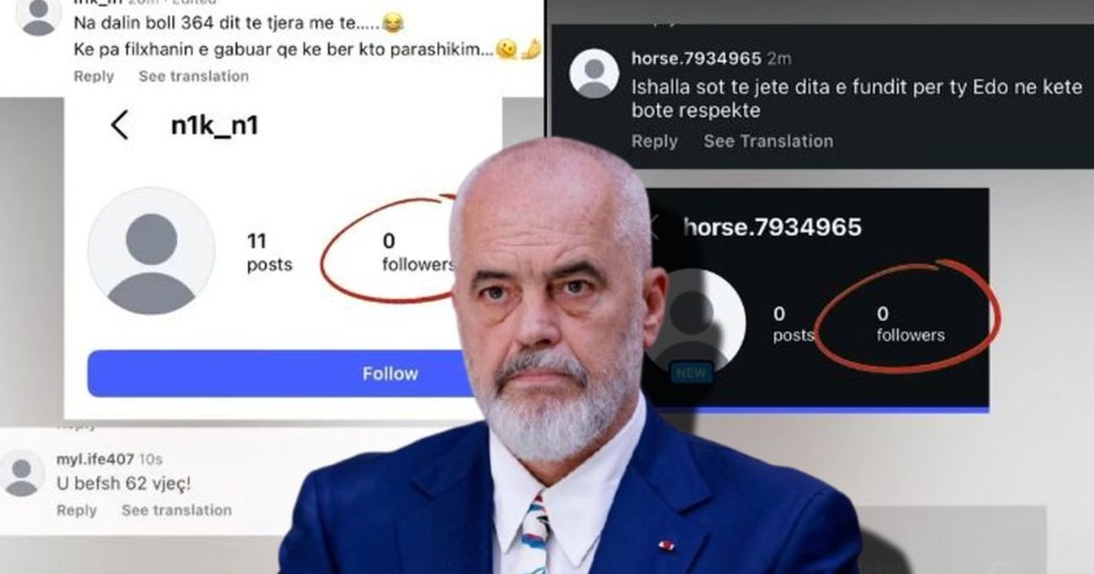 Zyra e Kryeministrisë  zbulon  profilet fake që ofendojnë me komente Edi Ramën