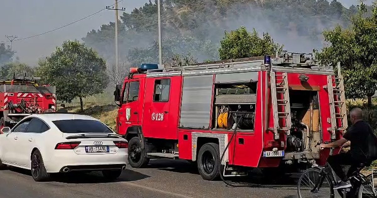 Panik në Elbasan  flakët përfshijnë një sipërfaqe toke  shpërthime gjatë shuarjes së zjarrit