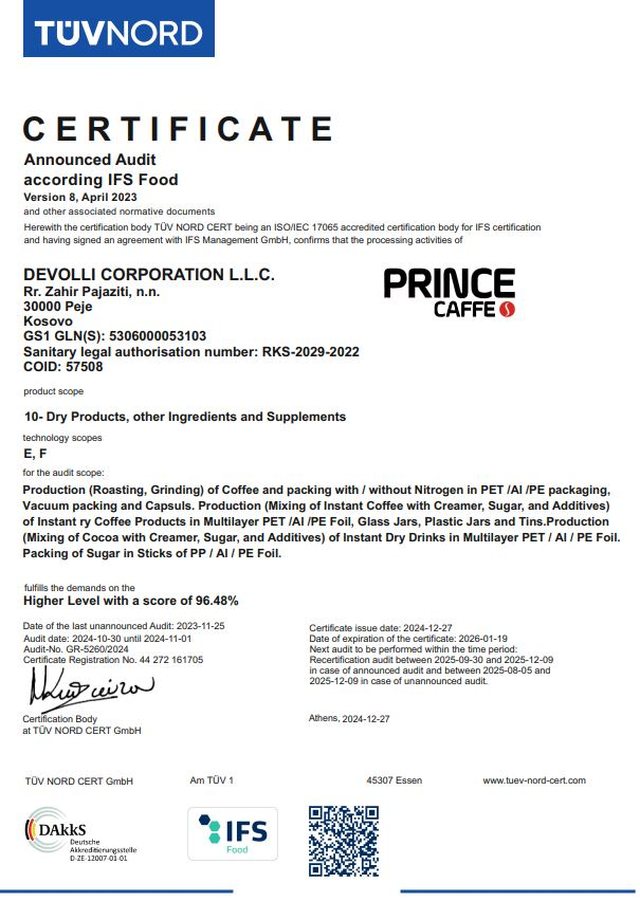 Pretendimet për substanca të palejueshme, Prince Caffe: Lajm i