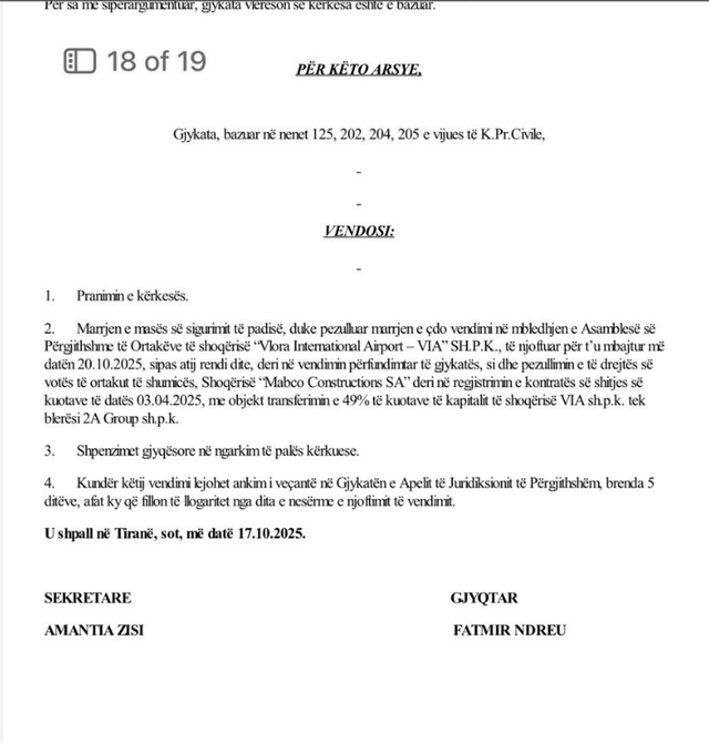 Aeroporti i Vlorës / Gjykata e Tiranës bllokon Behgjet Pacollin, nuk