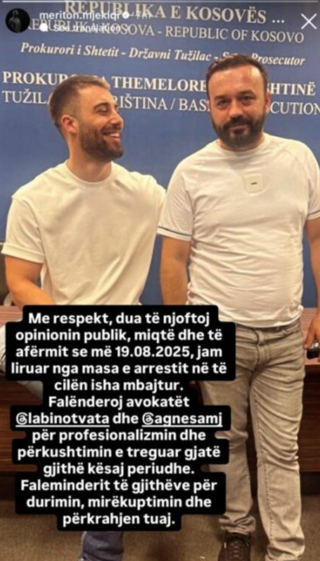 Meriton Mjekiqi lirohet nga arresti dhe reagon për herë të