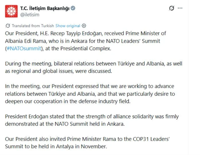 Detajet e takimit Rama-Erdogan: Çfarë kërkoi presidenti turk