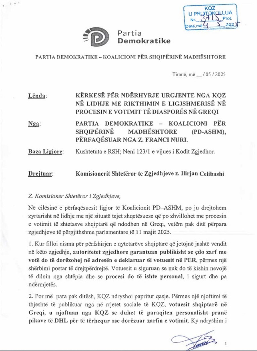 Zarfet me vota në rrugët e Greqisë/ PD-KQZ-së: Manipulim i