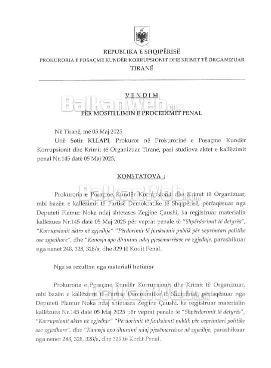 SPAK urdhëron Prokurorinë e Fierit të nisë hetimet ndaj