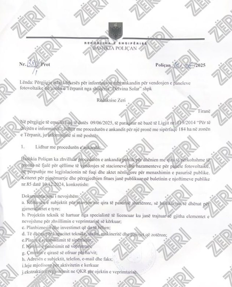 Ankandi për ndërtimin e fotovoltaikut, Zotkaj prish kontratën me