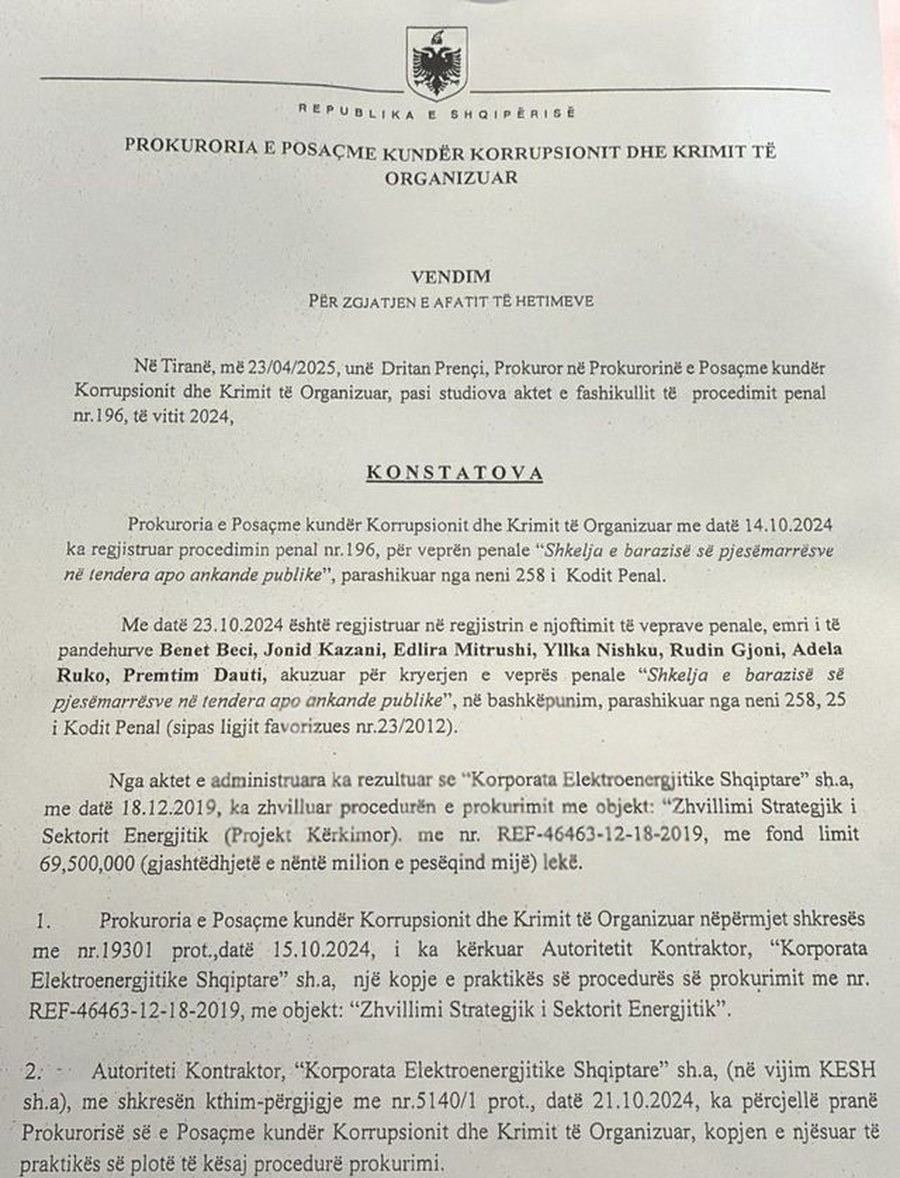 DOKUMENTI: Benet Beci u mor i pandehur nga SPAK 3 javë para zgjedhjeve