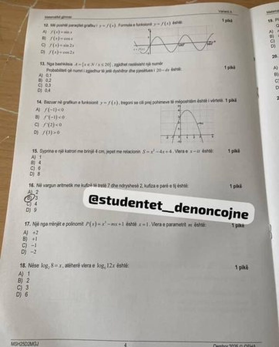 Maturantët testohen në provimin e Matematikës, teza publikohet