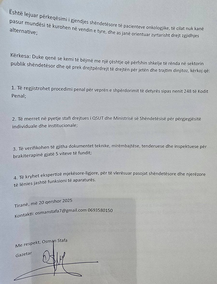 Neglizhenca për pacientët me kancer/ Sërish kallëzim në