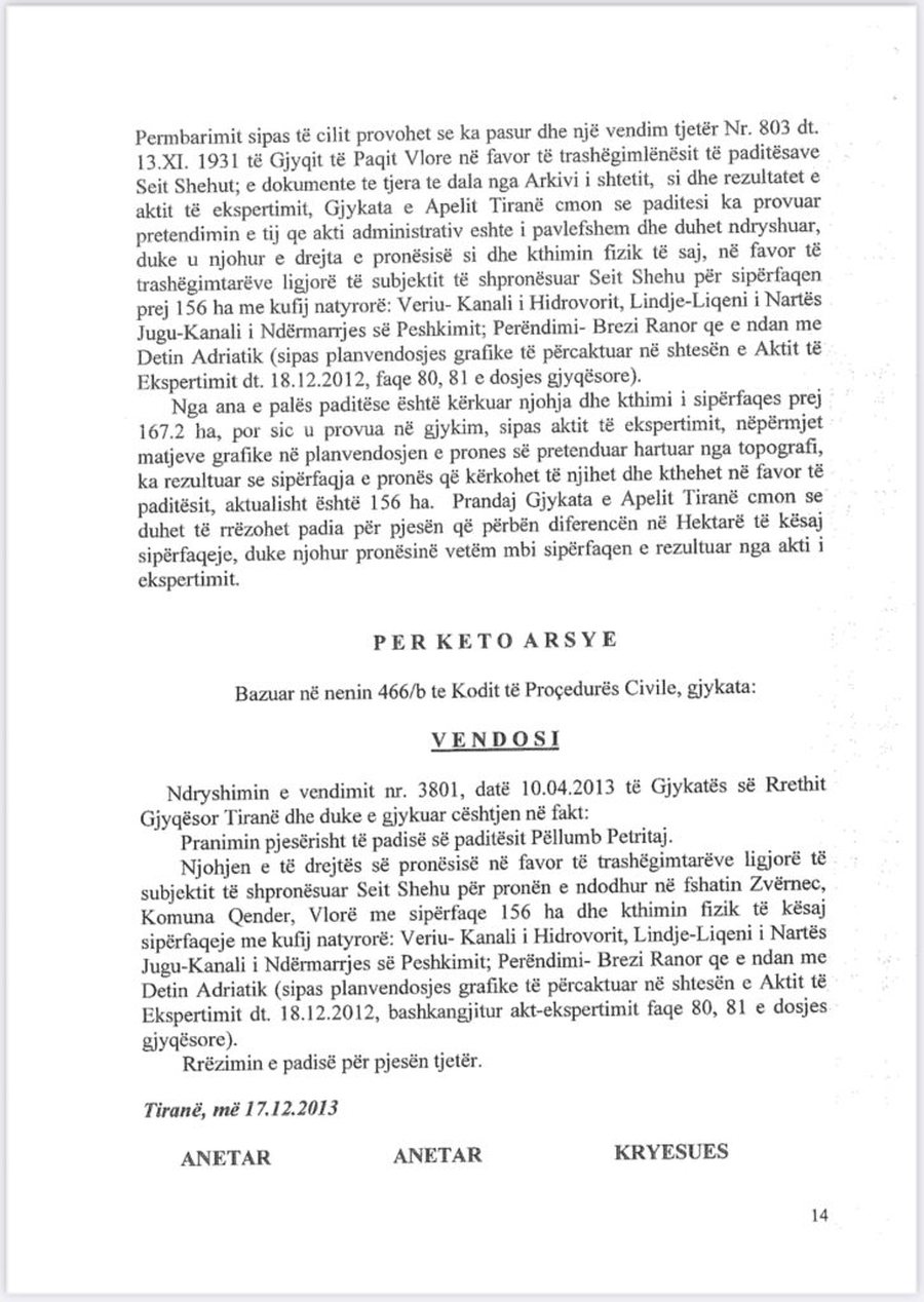 Del DOKUMENTI: Vendime n&euml; favor t&euml; Artur Shehut p&euml;r pronat