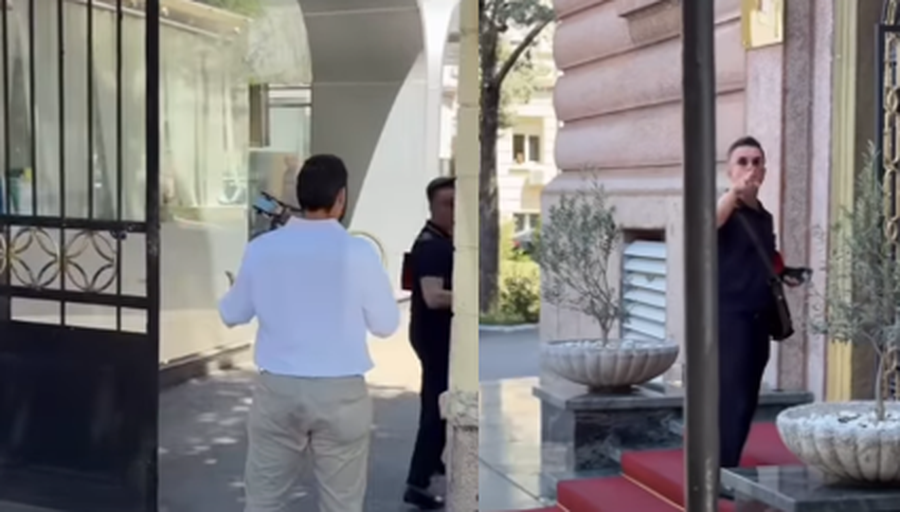 Erion Bra&ccedil;e p&euml;rplaset me gazetarin dhe qytetarin n&euml; hyrje