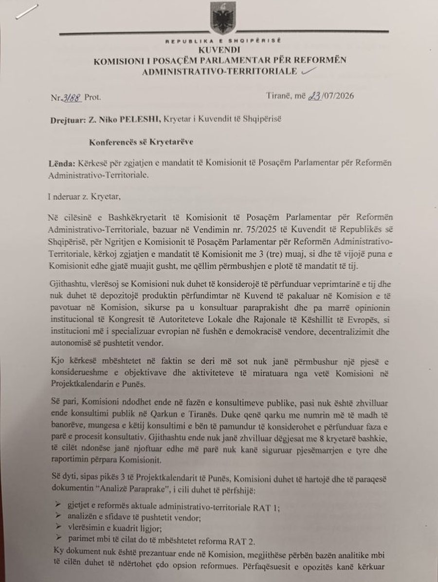 PD kërkon zgjatjen me 3 muaj të komisionit për